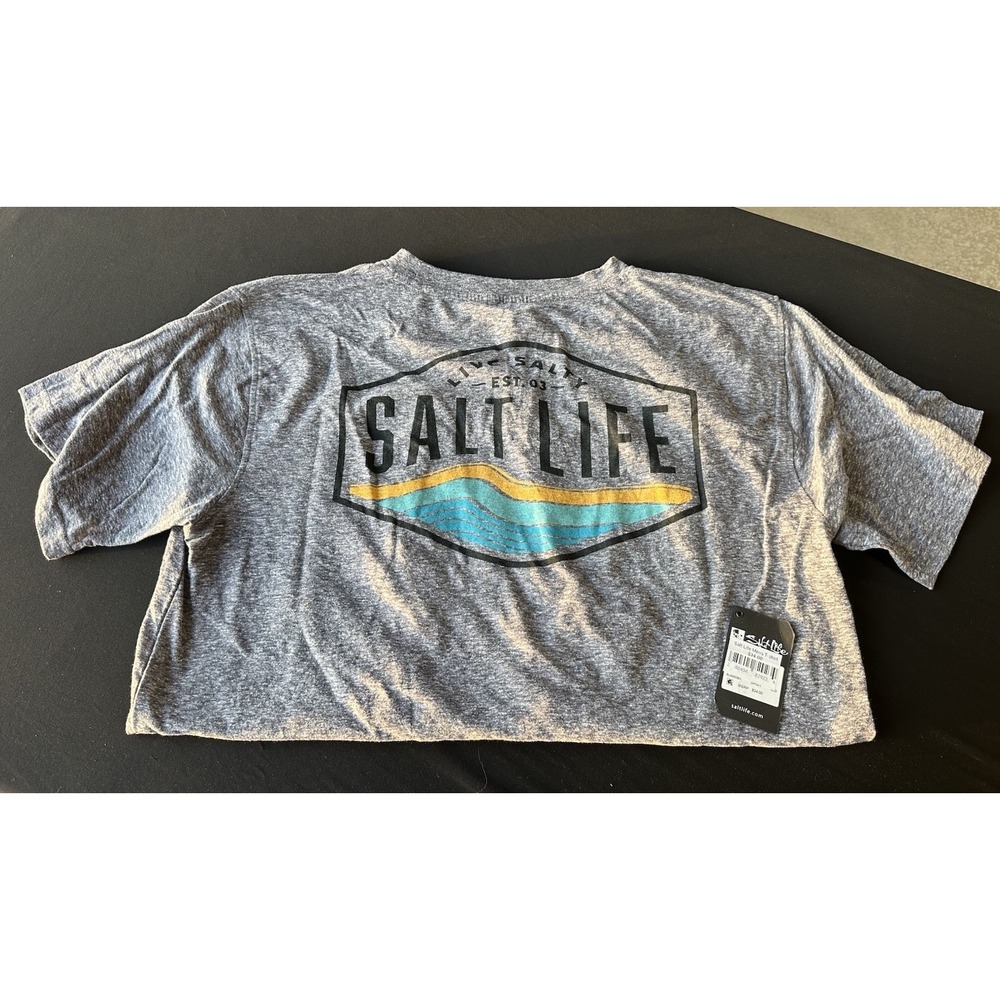 NWT XL Salt Life Women's V-Neck Heather Gray T-Shirt Short Sleeves